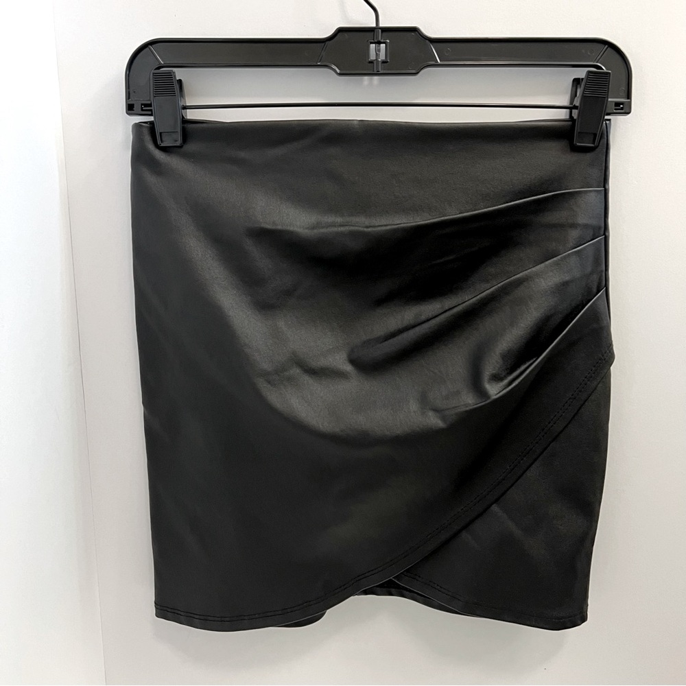 AKIRA Front Wrap Mini Skirt-Black - Picture 8 of 10